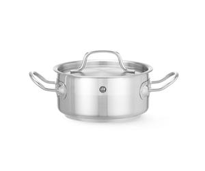 HENDI Marmite, basse, couvercle avec trous de vapeur, pot de cuisson, casserole, braisière, faitout, convient à toutes les sources de chaleur, lavable au lave-vaisselle, 1.5L, ø160x(H)75mm, inox
