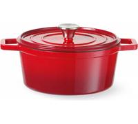 HENDI Marmite en fonte émaillée, 3,7L, Rouge, 317x240x(H)105mm