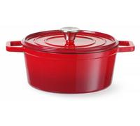HENDI Marmite en fonte émaillée, 4,4L, Rouge, 365x290x(H)115mm
