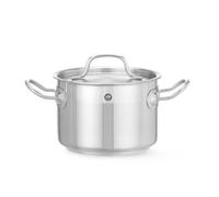 HENDI Marmite, médiane, couvercle avec trous de vapeur, pot de cuisson, casserole, braisière, faitout, convient à toutes les sources de chaleur, lavable au lave-vaisselle, 2L, ø160x(H)110mm, inox