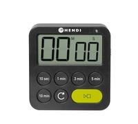 HENDI Minuteur de cuisine numérique 100 minutes, fonction compte à rebours, décompte, chronomètre, 3 modes d'alarme, avec support pliable, trou et aimant, 3xAAA, 82x20x(H)88mm, ABS