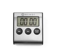 HENDI Minuteur numérique de Cuisine, Fonction Compte à rebours et chronomètre, Support et Aimant intégrés, Pile AAA Incluse, 99 Min 59 s, 65x70x(H) 17mm, Acier Inoxydable et ABS