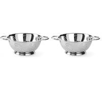 HENDI Passoire de cuisine, egouttoir, tamis pour la cuisine et le lavage des pâtes, des nouilles, des fruits, des légumes, rond, perforée, avec base et 2 poignées, ø280x(H)135 mm, Inox, Lot de 2