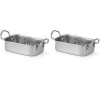 HENDI Petit plat à rôtir avec poignées, plat à four, plaque de cuisson, bac, récipient de présentation et pour servir des apéritifs et des nourritures telles que des salades, 196x94x(H) 70mm, inox