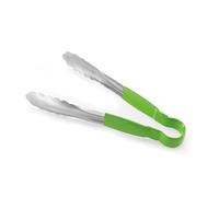 HENDI Pince de service HACCP, poignée enduite aux couleurs HACCP, pince de cuisine, 300 mm, acier inoxydable, vert