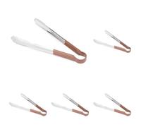 HENDI Pince de service HACCP, poignée enduite aux couleurs HACCP, pince de cuisine, pince alimentaire, pince à barbecue, pince de cuisson, 300 mm, acier inoxydable, marron (Lot de 5)