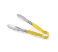 HENDI Pince de service HACCP, poignée enduite aux couleurs HACCP, pince de cuisine, pince alimentaire, pince à barbecue, pince de cuisson, 250 mm, acier inoxydable, jaune