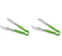HENDI Pince de service HACCP, poignée enduite aux couleurs HACCP, pince de cuisine, pince alimentaire, pince à barbecue, pince de cuisson, 250 mm, acier inoxydable, vert (Lot de 2)
