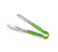 HENDI Pince de service HACCP, poignée enduite aux couleurs HACCP, pince de cuisine, pince alimentaire, pince à barbecue, pince de cuisson, 250 mm, acier inoxydable, vert