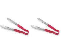 HENDI Pince de service HACCP, poignée enduite aux couleurs HACCP, pince de cuisine, pince alimentaire, pince à barbecue, pince de cuisson, 250 mm, acier inoxydable, rouge (Lot de 2)