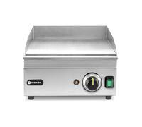 HENDI Plancha à griller électrique lisse, plaque de cuisson, grill barbecue avec tiroir à graisse amovible, température jusqu’à 300°C, 230V, 2000W, 326x445x(H)226mm, inox
