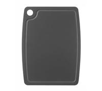 HENDI Planche à découper, avec rainure à jus, trou de suspension et pieds antidérapants, planche de cuisine pour préparer, trancher, découper et servir, 370x257x(H)6mm, fibre de bois composite, noir
