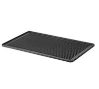 HENDI Plaque à griller GN 1/1, CONVECTOMAT, plaque de barbecue, côtelé, plaque de grillage, de cuisson, de fours, revêtement antiadhésif PTFE, jusqu'à 200°C, 530x325x(H)15mm, aluminium