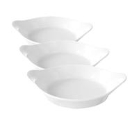 HENDI Plat à four, rond, plat à micro-ondes, 185x152x(H)40mm, porcelaine, blanc cassé (Lot de 3)