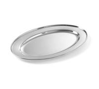 HENDI Plat de service ovale 400x260x(H) 27mm | Acier inoxydable, bord lisse, compatible lave-vaisselle