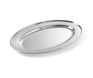 HENDI Plat de service ovale 400x260x(H) 27mm | Acier inoxydable, bord lisse, compatible lave-vaisselle