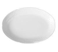 HENDI Plat ovale, bords renforcés, émaillage de qualité, résistance aux impacts et à l'usure, convient à micro-ondes et lave-vaisselle, 330x225mm, porcelaine blanche