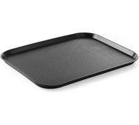 HENDI Plateau de Service, Grand, rectangulaire, Multi-Usage, résistant jusqu'à 80°C, Plateau Fast Food, pour Servir Nourriture et Boissons, Restauration Rapide, 350x450x(H) 20mm, Noir, polypropylène