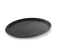 HENDI Plateau de Service Ovale XL, Surface antidérapante, 735x600x(H) 31mm, Noir, Fibre de Verre et Caoutchouc