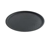 HENDI Plateau de Service Rond, Surface antidérapante, ⌀400x(H) 22mm, Noir, Fibre de Verre et Caoutchouc