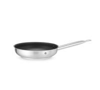 HENDI Poêle à frire, revêtement antiadhésif PTFE, fond sandwich, compatible gaz, électrique, vitrocéramique et induction, sans couvercle, ⌀240x(H) 50mm, acier inoxydable et aluminium