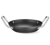 HENDI Poêle de service, avec deux poignées, convient à toutes sources de chaleur, fond: ø125mm, plat, assiette, plateau de service, rôtissage, poêle de cuisson, 216x184x(H)65mm, acier au carbone