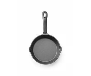 HENDI Poêle en fonte, avec 2 becs verseurs, poêle à frire pour four, feu, cuisinière à gaz, induction, électrique, plaque vitrocéramique, grill, barbecue, poignée: 120mm, ø165x(H)35mm