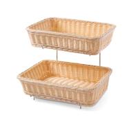 HENDI Présentoir de corbeille à pain, 2 niveaux, support avec 2 corbeilles GN 1/2 pour le rangement du pain, corbeille à pain, porte pain, panier, 360x280x(H)290mm, polypropylène, inox