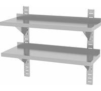 HENDI Rayonnage double paroi, réglable, avec 2 supports, 1400x300x(H)600mm