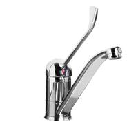 HENDI Robinet de cuisine avec poignée longue, robinet d'eau, robinet d'évier, trou de montage requis : ø35 mm, poignée longue pour un mélange facile de l'eau chaude et froide, acier inoxydable