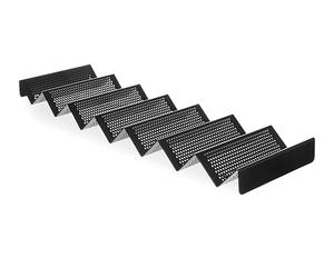HENDI Support perforé pour petits pains, présentoir en aluminium noir, capacité 7 pièces, 580x170x(H)40mm