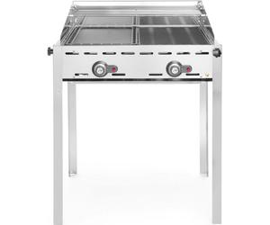 HENDI Système de gril Green Fire 2 brûleurs, Profi Line, 2 grilles en acier inoxydable Gastronorm 1/1, 11,6kW, 740x612x(H)825mm
