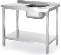 HENDI Table avec évier et tablette - vissée, profondeur : 600 mm, Budget Line, 800x600x(H)850mm