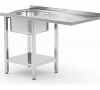 HENDI Table avec évier, étagère et emplacement pour lave-vaisselle, droite, 1200x700x(H)850mm