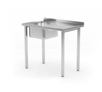 HENDI Table vissée avec évier, auto-assemblable, pieds de profilés réglables, trou pour robinet ø30 mm, vidange ø50 mm, 800x600x(H)850mm, acier inoxydable