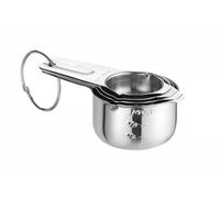 HENDI Tasses à mesurer, lot de 4 pièces: 30-180ml, empilable, indications de contenance gravés à 2 endroits, cuillères doseuses, dosettes, lavable au lave-vaisselle, 135x80x(H)45mm, acier inoxydable