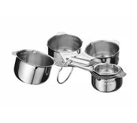 HENDI Tasses à mesurer, lot de 7 pièces: 30-240ml, empilable, indications de contenance gravés à 2 endroits, cuillères doseuses, dosettes, lavable au lave-vaisselle, 140x85x(H)52mm, acier inoxydable