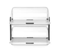 HENDI Vitrine de présentation à couvercle coulissant roll-top, Double | Base en PP, couvercle transparent en PS, ouverture des deux côtés, compatible lave-vaisselle, 475x325x(H)415mm
