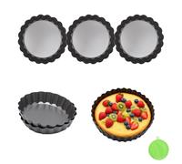 HENGBIRD 6 Pièces Ø 10 cm Moule Tartelette, Moule Mini Quiche, 10×2 cm Mini Moules à Tarte, Moule à Tartelette & Quiche & Cake & Tarte