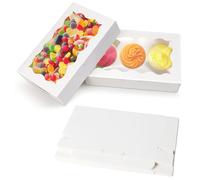 HENGBIRD Lot de 20 Boite Papier Kraft Marron avec Fenêtre Transparente Boite Gateau 17,8 x 11 x 3,8 cm Boite Pâtisserie pour Cookies Cupcakes Pâtisserie et Tarte Emballage à Emporter