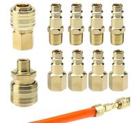 HENGBIRD raccord rapide pneumatique 10 pièces 1/4 BSP - coupleur rapide pneumatique laiton avec raccord pneumatiques BSP embout rapides air comprimé adaptateur compresseur d’airs raccords tuyau d’airs