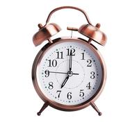 HENGBIRD Rétro réveil Réveil de Chevet à l’Ancienne avec Double Cloche sans tic tac Réveils Silencieux Vintage à Quartz analogique à Piles avec veilleuse pour Chambre Marron