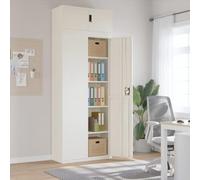 HengCaDa Armoire de classement blanche 90 x 40 x 240 cm en acier revêtu par pulvérisation avec 4 étagères verrouillables pour bureau, salon, couloir et cave, étagère polyvalente stable avec serrure de