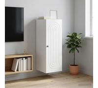 HengCaDa Armoire murale blanche 33 x 34,5 x 90 cm en bois de style vintage peu encombrant avec 2 étagères et 1 porte pour salon, couloir, cuisine, bureau