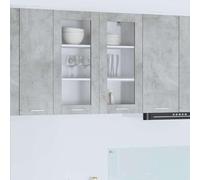 HengCaDa Armoire suspendue avec porte, gris béton, 80 x 31 x 80 cm, matériau en bois pour cuisine, espace de rangement, organiseur, espaces de vie modernes, durable, design simple, polyvalent
