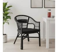 HengCaDa Chaise empilable noire 60 x 60 x 81 cm en rotin pour salle à manger, cuisine, salon, empilable, ergonomique, respirante, durable, élégante, peu encombrante, intérieur