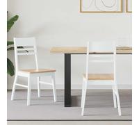 HengCaDa Lot de 2 chaises de salle à manger blanches en bois d'hévéa massif avec dossier ergonomique, design moderne, pieds carrés stables, polyvalentes pour salle à manger, cuisine ou salon, durables