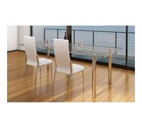 HengCaDa Lot de 2 chaises de salle à manger blanches en cuir synthétique ergonomique, rembourrée, pieds en bois stables, assise moderne pour cuisine, salon, design scandinave, durables, faciles