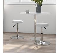 HengCaDa Lot de 2 chaises de salle à manger blanches en cuir synthétique réglables en hauteur pivotantes avec vérin à gaz pour cuisine, salon, salle à manger, design scandinave industriel