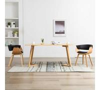 HengCaDa Lot de 2 chaises de salle à manger noires en bois de buisson et cuir synthétique, assise ergonomique rembourrée pour cuisine, salon, cadre en bois stable, chaise pivotante confortable, design